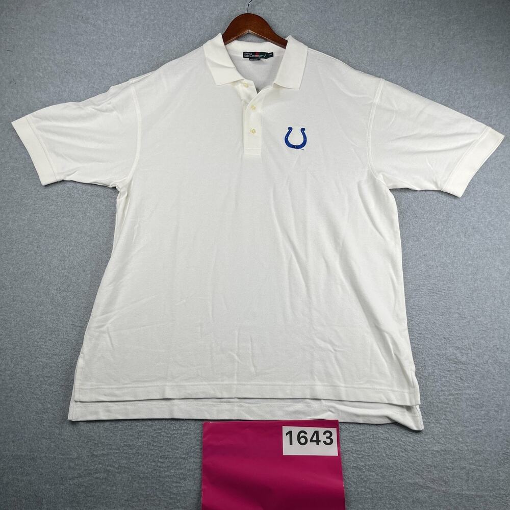 Indianapolis Colts Pro Celebrity Embroidered Polo Shirt Mens 2XL White Casual